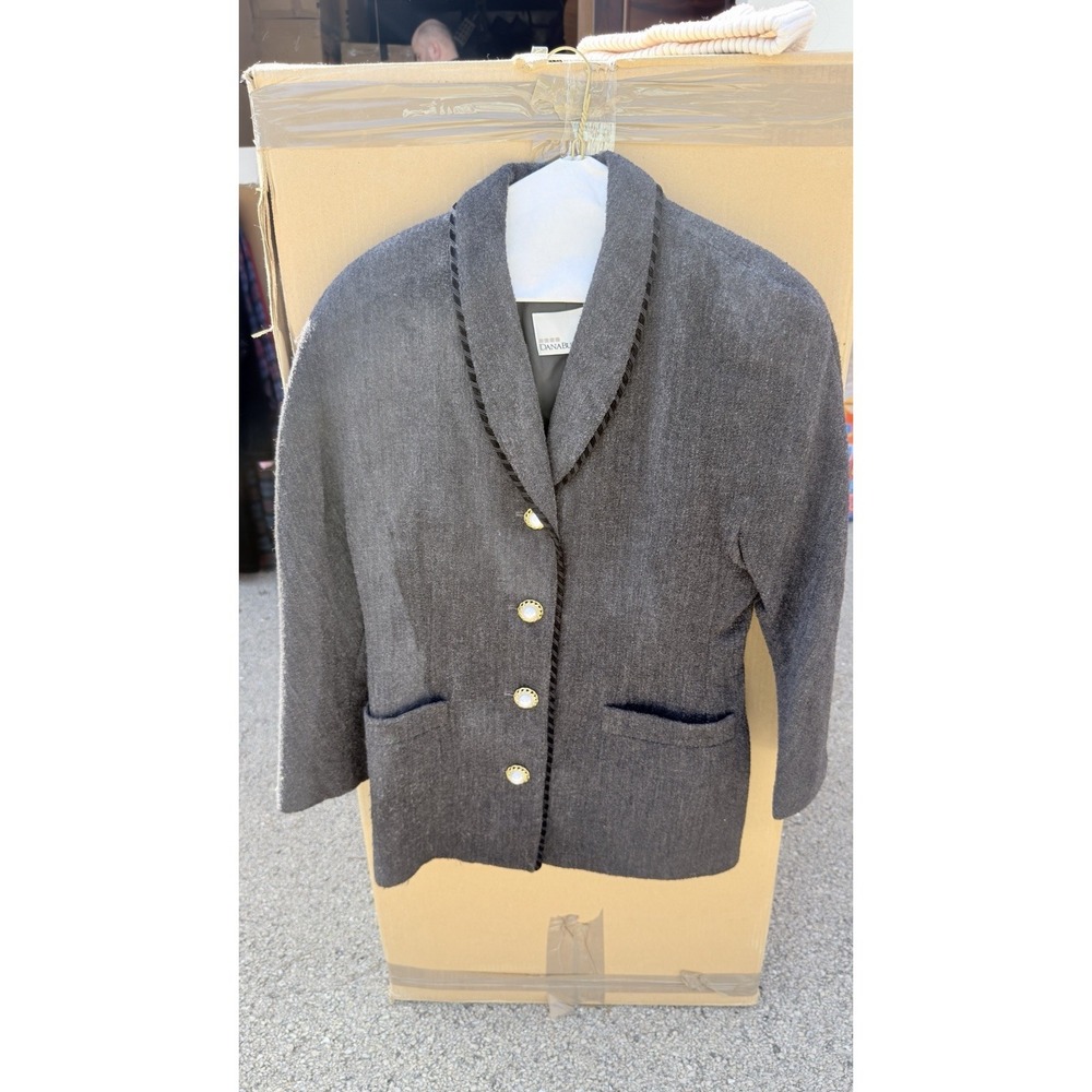 Vintage Dana Buchman Wool Blend Blazer Gray Jacket Classic Size 10‎